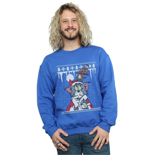 Tom And Jerry Mens Christmas Fair Isle Sweatshirt