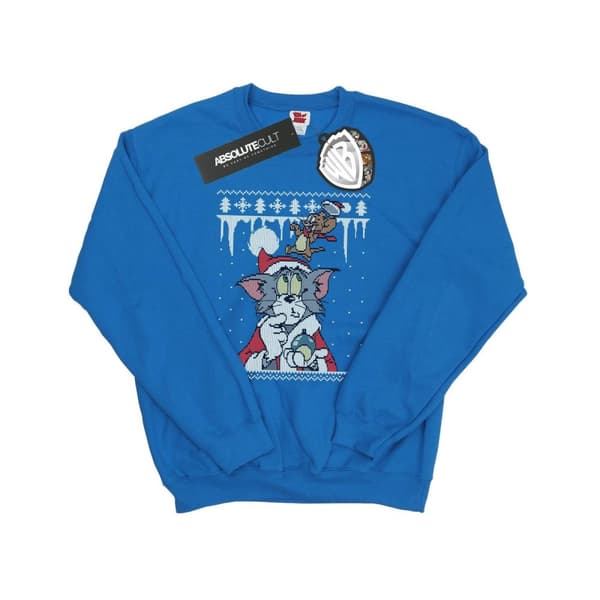 Tom And Jerry Mens Christmas Fair Isle Sweatshirt