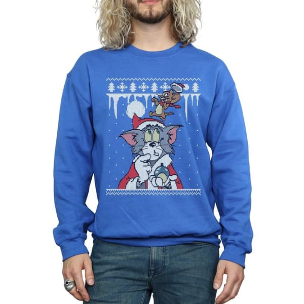 Tom And Jerry Mens Christmas Fair Isle Sweatshirt