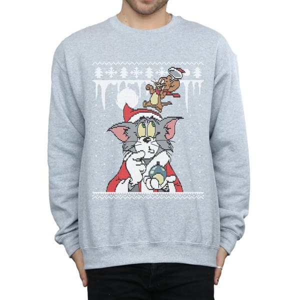 Tom And Jerry Mens Christmas Fair Isle Sweatshirt
