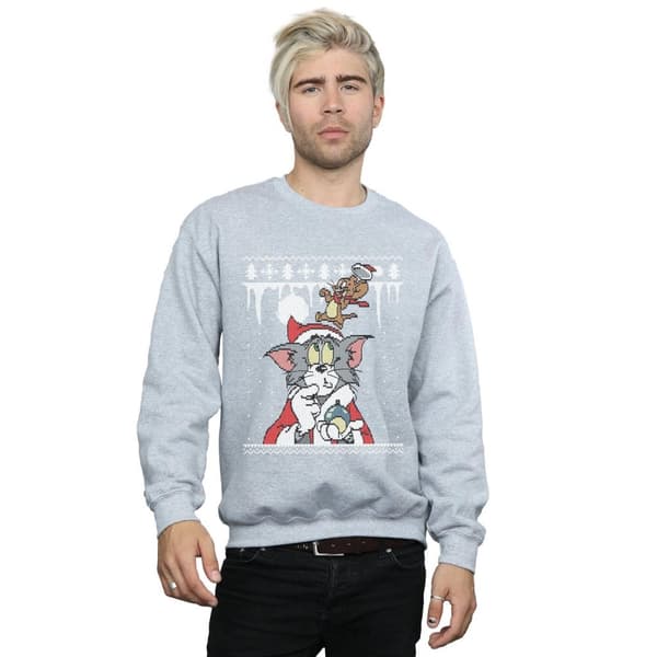 Tom And Jerry Mens Christmas Fair Isle Sweatshirt