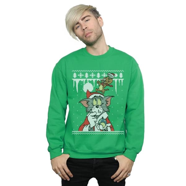 Tom And Jerry Mens Christmas Fair Isle Sweatshirt