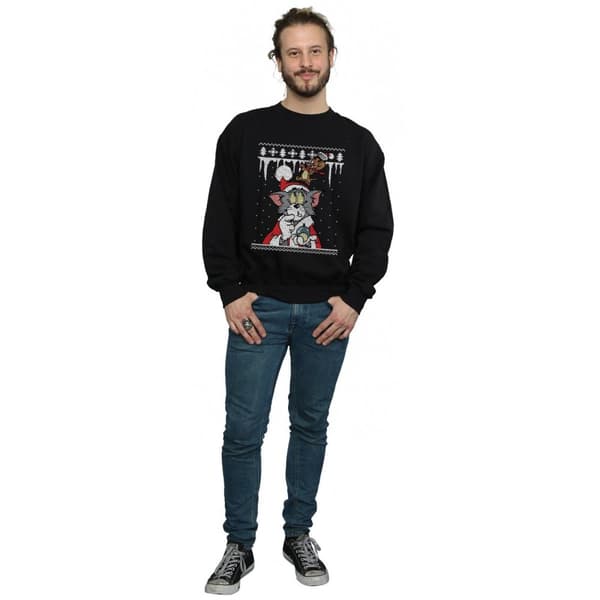 Tom And Jerry Mens Christmas Fair Isle Sweatshirt