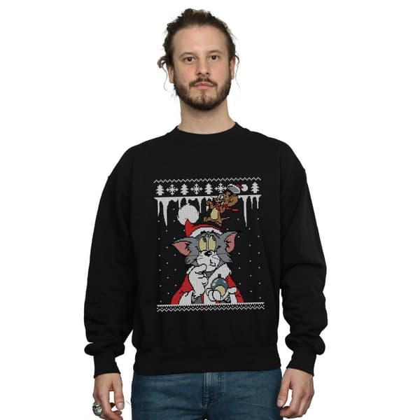 Tom And Jerry Mens Christmas Fair Isle Sweatshirt