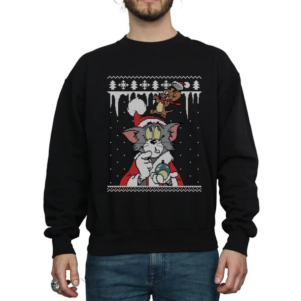 Tom And Jerry Mens Christmas Fair Isle Sweatshirt