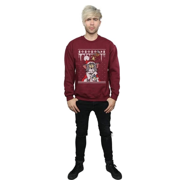 Tom And Jerry Mens Christmas Fair Isle Sweatshirt