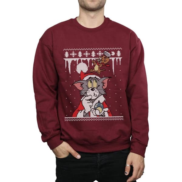 Tom And Jerry Mens Christmas Fair Isle Sweatshirt