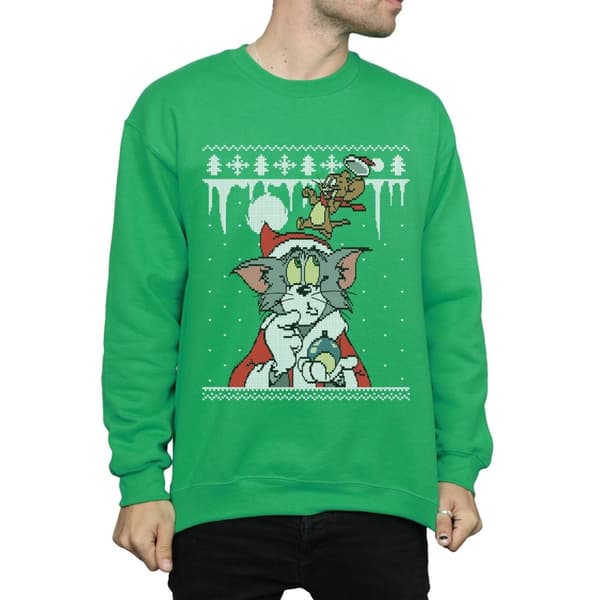 Tom And Jerry Mens Christmas Fair Isle Sweatshirt