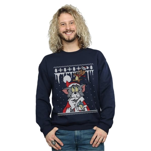 Tom And Jerry Mens Christmas Fair Isle Sweatshirt