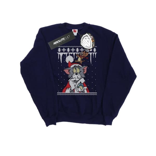 Tom And Jerry Mens Christmas Fair Isle Sweatshirt