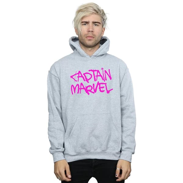 Marvel Kapten Marvel-hoodie med spraytext för herrar