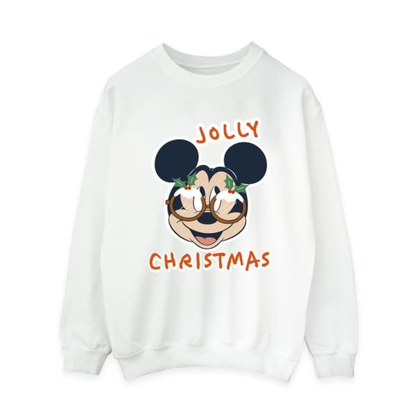 Disney Dam/Tjej Musse Pigg Jolly Christmas Glasögon Sweatshirt