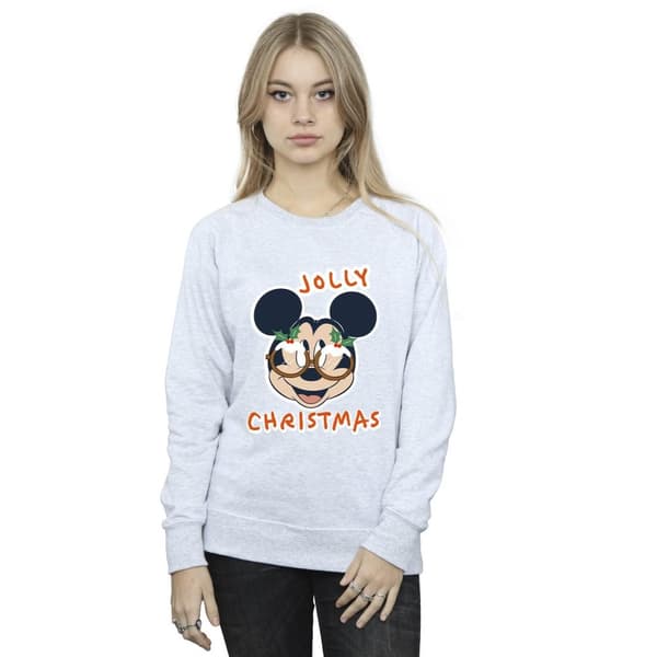Disney Dam/Tjej Musse Pigg Jolly Christmas Glasögon Sweatshirt