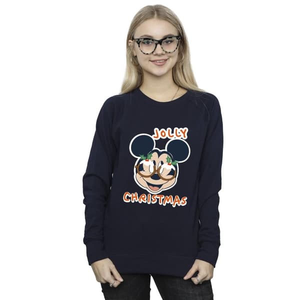 Disney Dam/Tjej Musse Pigg Jolly Christmas Glasögon Sweatshirt