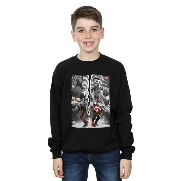 Marvel Boys Falcon And Captain America Split Sweatshirt