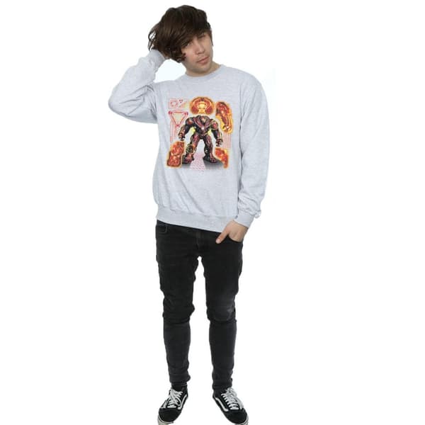 Marvel Mens Avengers Infinity War Hulkbuster Blueprint Sweatshirt