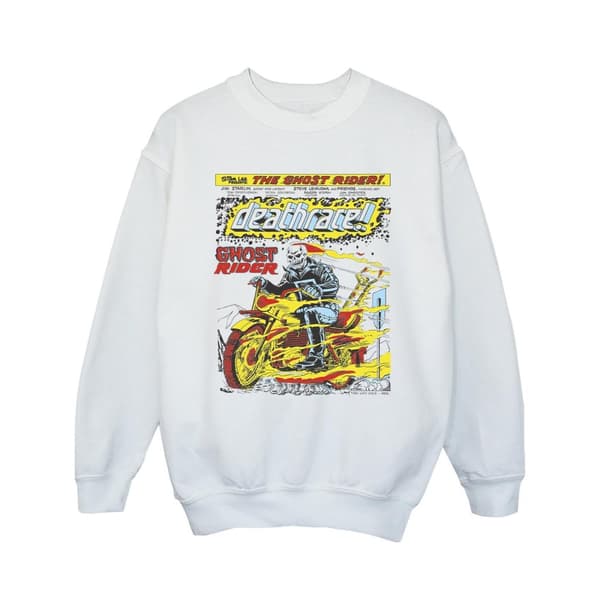 Marvel Girls Ghost Rider Chest Deathrace Sweatshirt White 12-13 Years