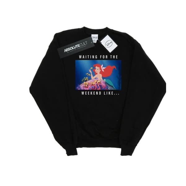 Disney Princess Boys Ariel Waiting For The Weekend Sweatshirt Black 12-13 Years