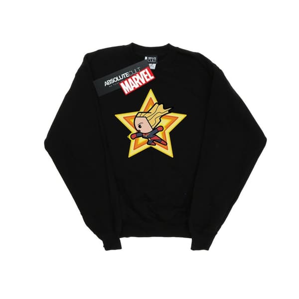 Marvel Mens Kawaii Captain Marvel Sweatshirt Black S