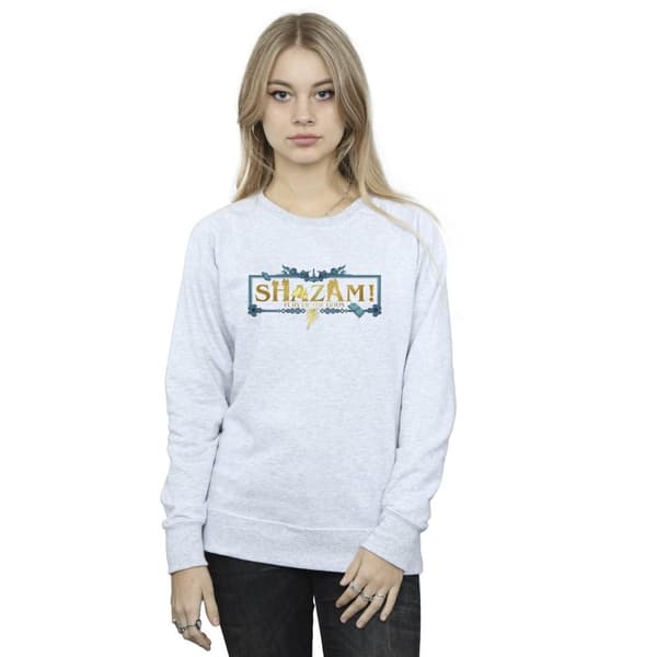 DC Comics Dam/Tjej Shazam Fury Of The Gods Sweatshirt med gyllene logotyp