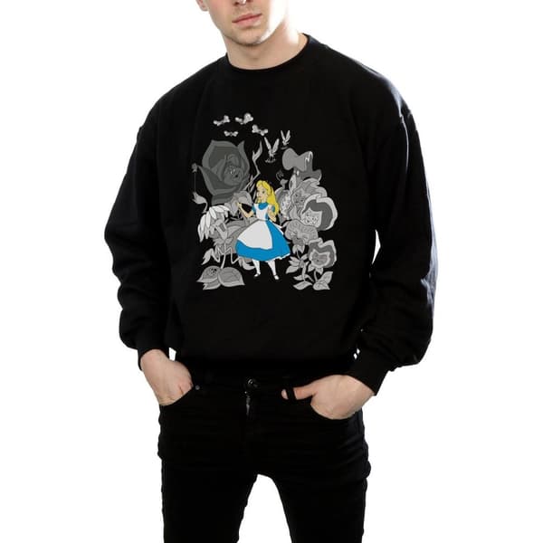 Disney Mens Alice In Wonderland Flowers Sweatshirt