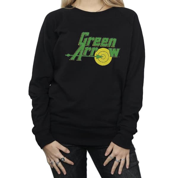 DC Comics Dam/Tjej - Green Arrow Crackle - Sweatshirt med logotyp