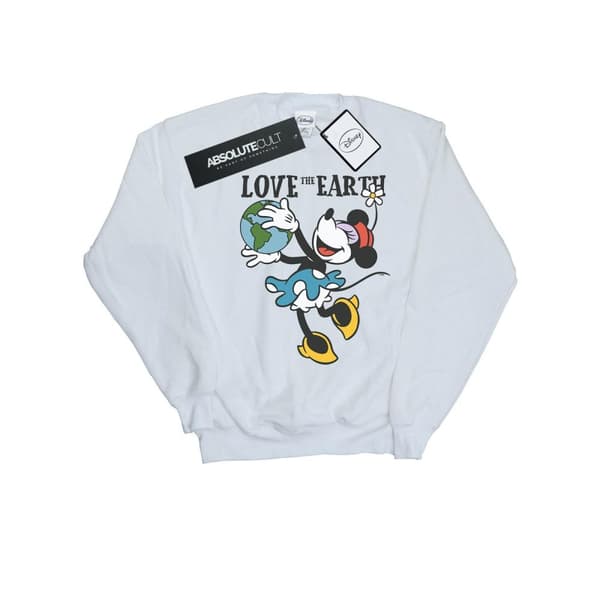 Disney Dam/Tjej Musse Pigg Love The Earth Sweatshirt White L