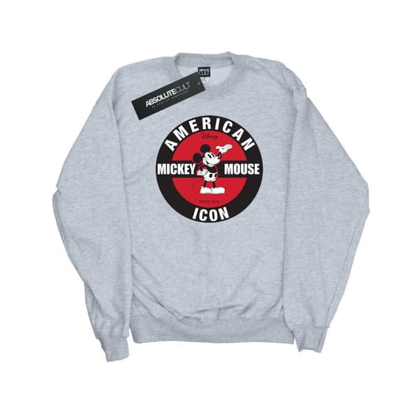 Disney Mens Mickey Mouse American Icon Sweatshirt Sports Grey XL