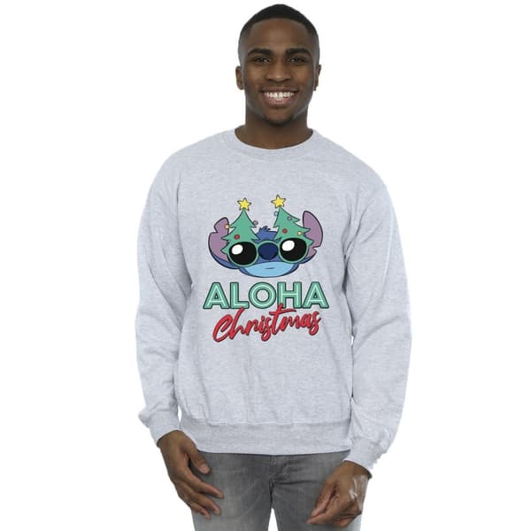 Disney Mens Lilo And Stitch Christmas Tree Shades Sweatshirt