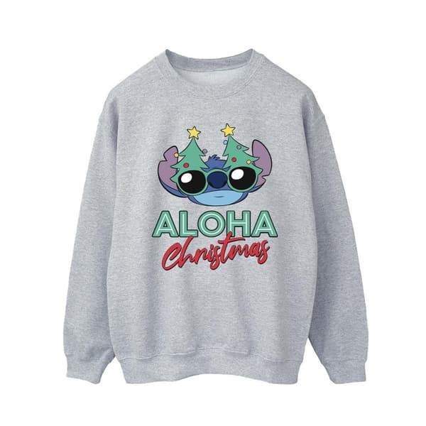 Disney Mens Lilo And Stitch Christmas Tree Shades Sweatshirt
