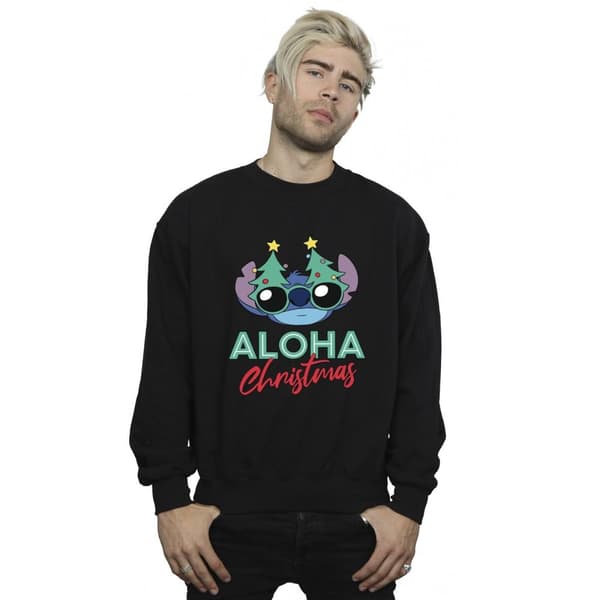 Disney Mens Lilo And Stitch Christmas Tree Shades Sweatshirt