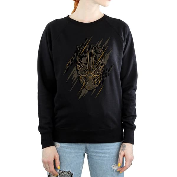 Marvel Womens/Ladies Black Panther Gold Head Sweatshirt