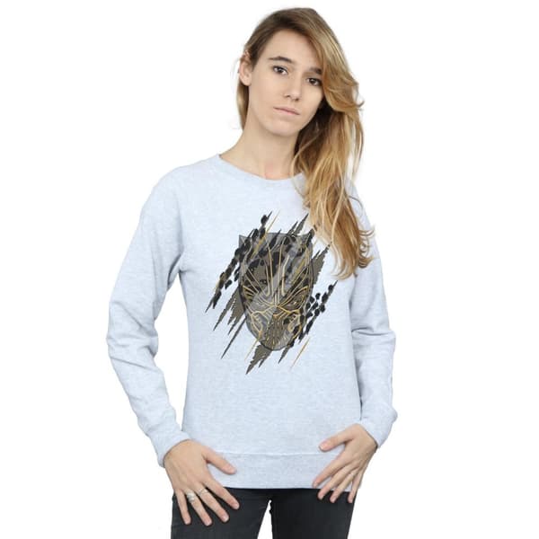Marvel Womens/Ladies Black Panther Gold Head Sweatshirt