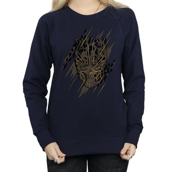 Marvel Womens/Ladies Black Panther Gold Head Sweatshirt