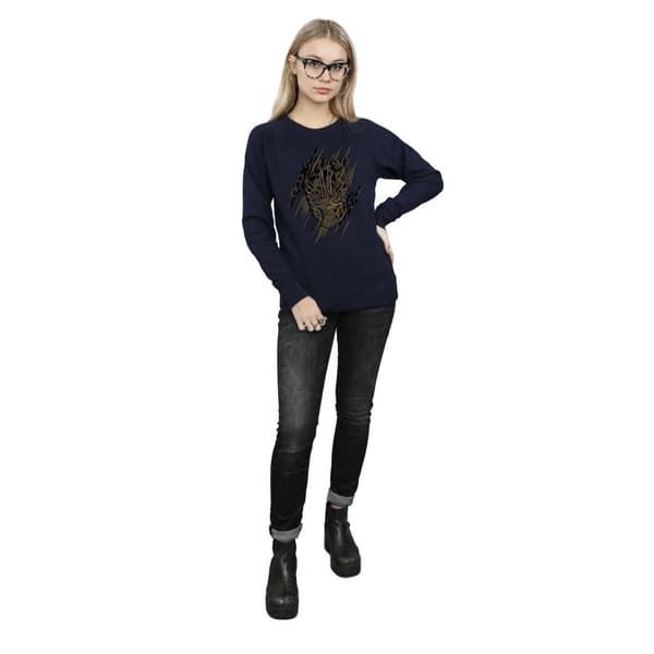 Marvel Womens/Ladies Black Panther Gold Head Sweatshirt