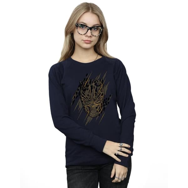 Marvel Womens/Ladies Black Panther Gold Head Sweatshirt