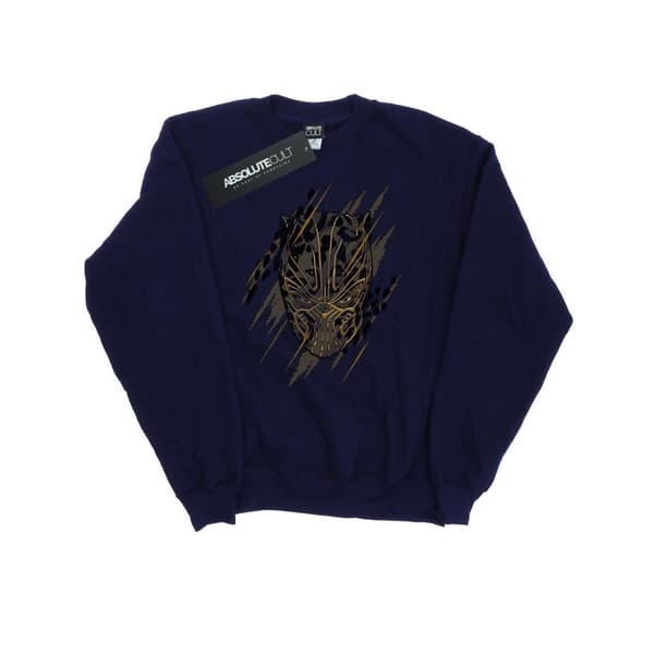 Marvel Womens/Ladies Black Panther Gold Head Sweatshirt Navy Blue XL