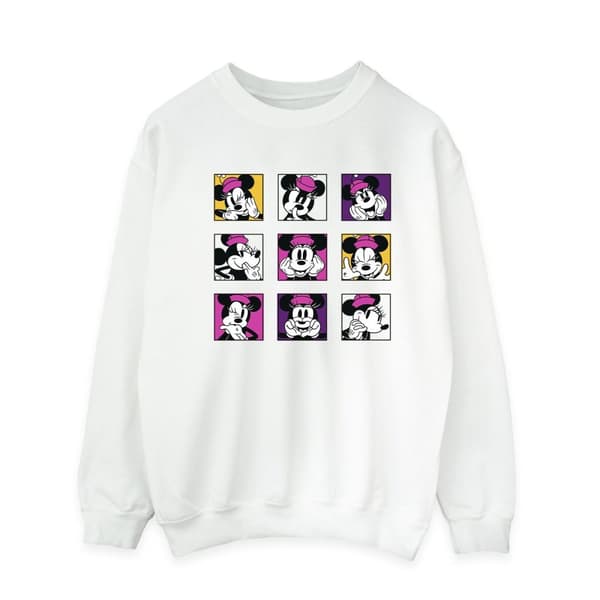 Disney Mens Minnie Mouse Squares Sweatshirt White M