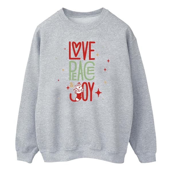 Disney Womens/Ladies The Aristocats Marie Love Peace Joy Sweatshirt Sports Grey XXL