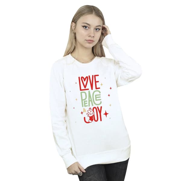 Disney Womens/Ladies The Aristocats Marie Love Peace Joy Sweatshirt