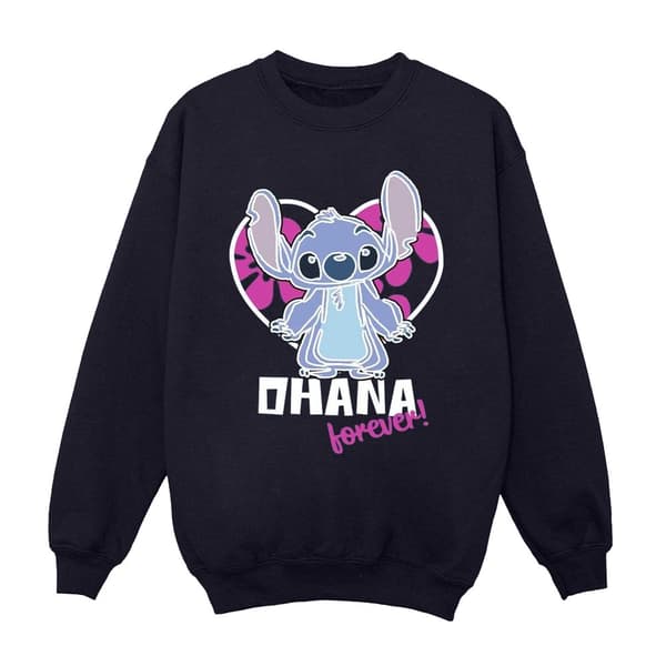 Disney Mens Lilo And Stitch Ohana Forever Heart Sweatshirt Navy Blue XL