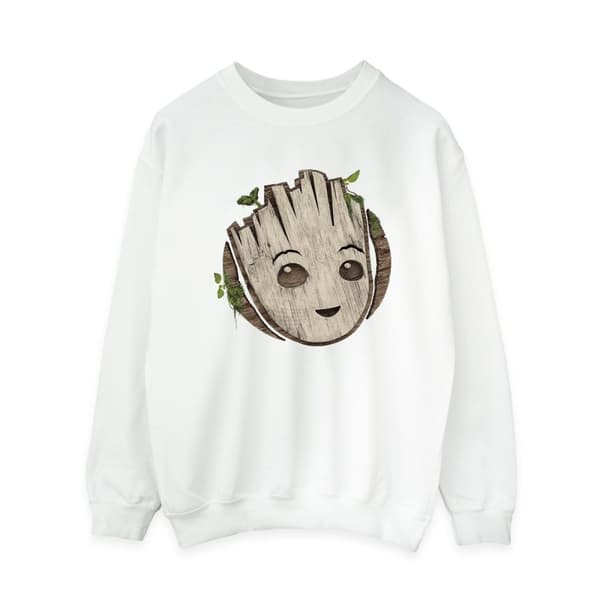 Marvel Womens/Ladies I Am Groot Wooden Head Sweatshirt