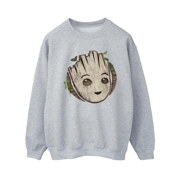 Marvel Womens/Ladies I Am Groot Wooden Head Sweatshirt