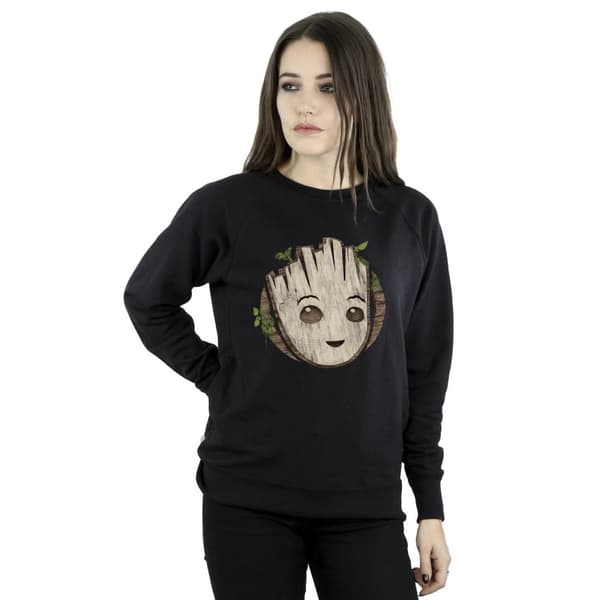 Marvel Womens/Ladies I Am Groot Wooden Head Sweatshirt