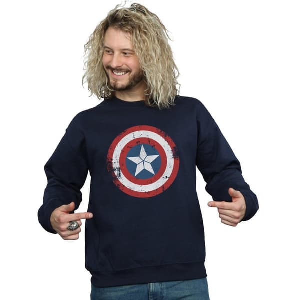 Marvel Mens Captain America Civil War Distressed Shield Sweatshirt