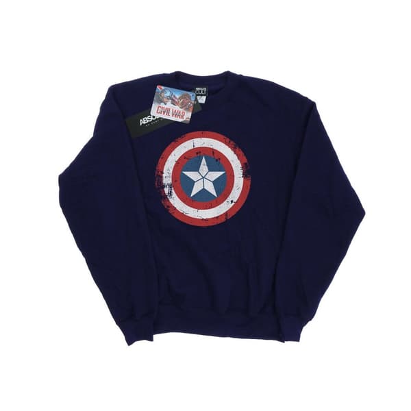 Marvel Mens Captain America Civil War Distressed Shield Sweatshirt