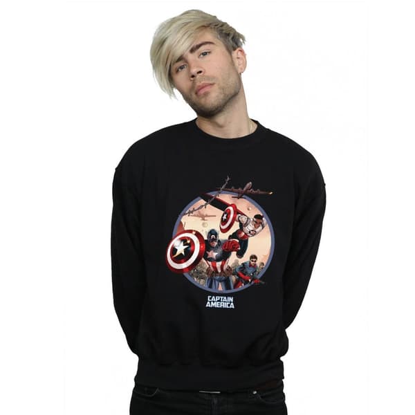 Marvel Mens Captain America And Falcon In Battle Sweatshirt