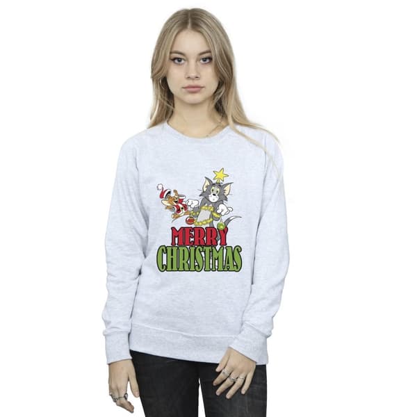 Tom And Jerry Womens/Ladies Merry Christmas Baubles Sweatshirt