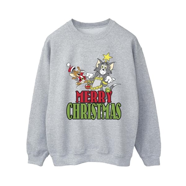 Tom And Jerry Womens/Ladies Merry Christmas Baubles Sweatshirt