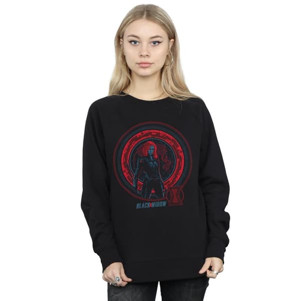 Marvel Womens/Ladies Black Widow Movie Computer Globe Sweatshirt